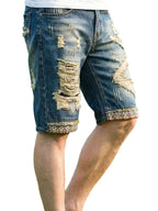 Herr shorts med fransade patchar