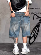 Herr vida shorts med patchwork-överlägg